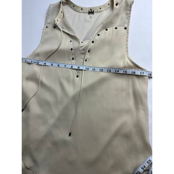 Haute Hippie Size Small Liberty Studded Silk Tank Cream Luxury $248 MSRP - Picture 9 of 11